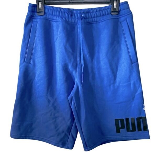 Puma Men's Big Fleece Logo 10in Shorts Royal Sapphire/Blk/Wht-Short - Picture 12 of 13